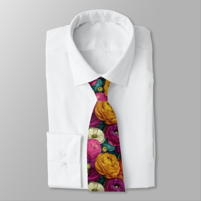 Elegant Gift  For Boyfriend Ranunculus Tie (Tied)