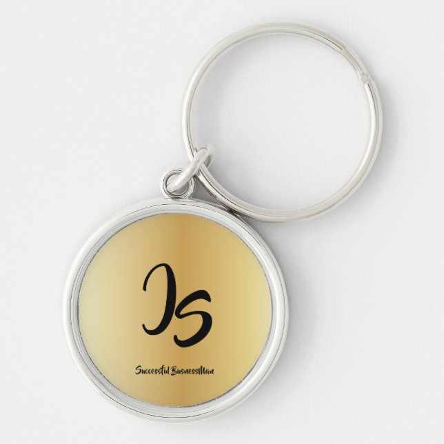 Elegant Gift with Personalize Gold Monogram Keychain (Front)