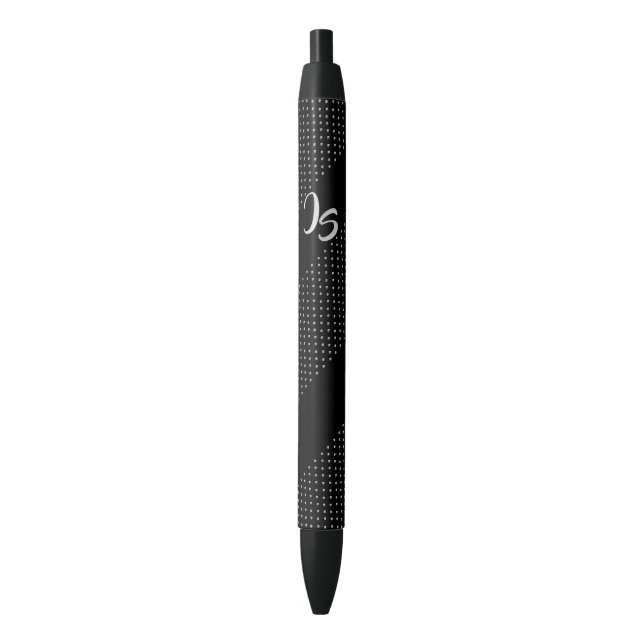 Elegant Gift with Personalize Silver Monogram Black Ink Pen (Front Vertical)
