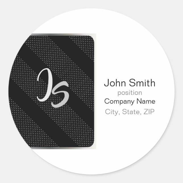 Elegant Gift with Personalize Silver Monogram Classic Round Sticker (Front)