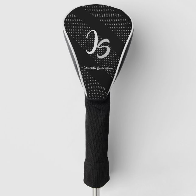 Elegant Gift with Personalize Silver Monogram Golf Head Cover (Front)