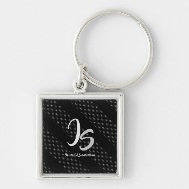 Elegant Gift with Personalize Silver Monogram Keychain (Front)