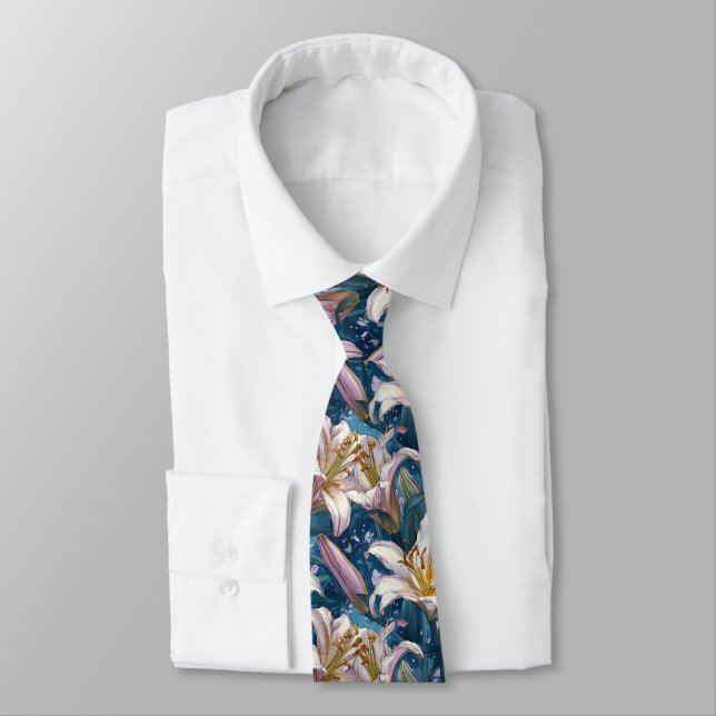 Elegant Gifts For Father Lilies Tie (Tied)