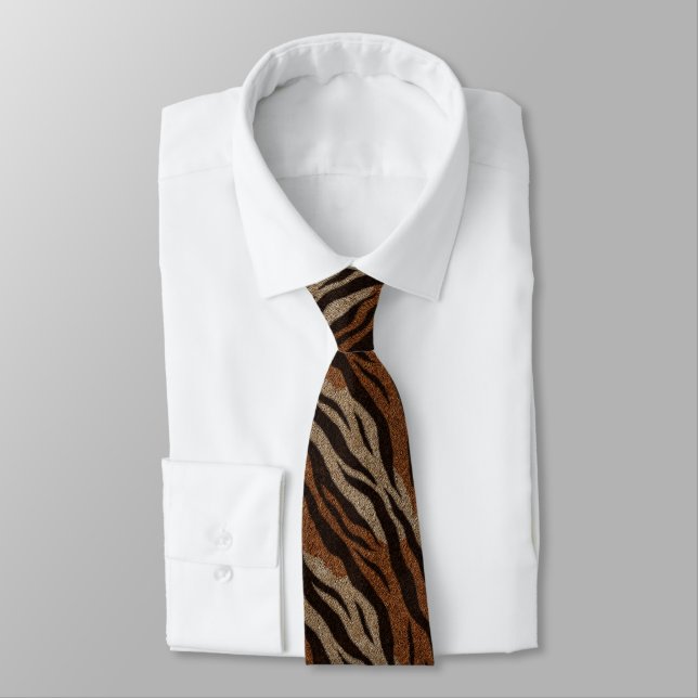 Elegant Gifts For Him Tiger Print Tie (Tied)