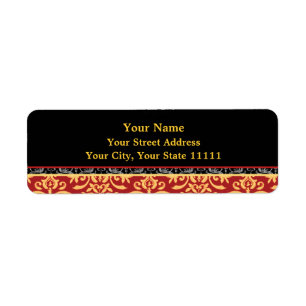Elegant Gilded Damask Red, Black and Gold Return