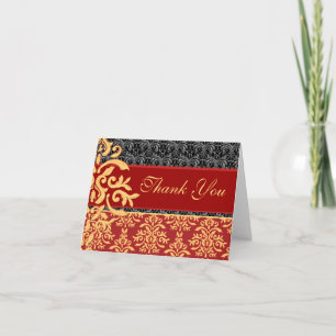 Elegant Gilded Damask Thank You Card