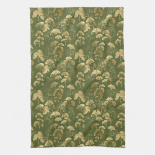 Elegant Ginkgo Garden Pattern Kitchen Towel
