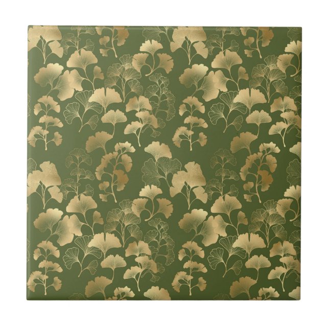 Elegant Ginkgo Garden Pattern Tile (Front)