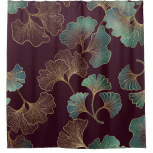 Elegant Ginkgo Leaf in Burgundy and Teal