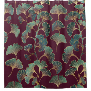 Elegant Ginkgo Leaf in Burgundy and Teal (2)