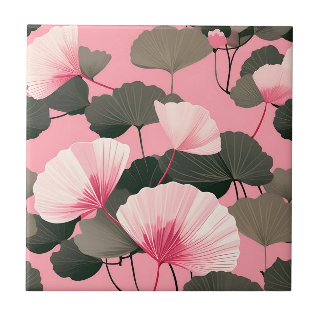Elegant Ginkgo Leaf Pattern Tile (Front)