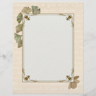 Elegant Ginkgo Leaves Scrapbook Writing Paper