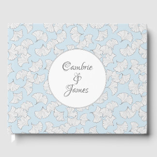 Elegant ginkgo leaves with custom background colou guest book