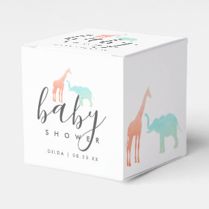 Elegant Giraffe Elephant Baby Shower Favor Box