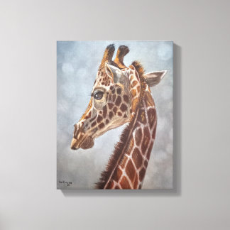 Elegant Giraffe Portrait Painting Small Canvas Print