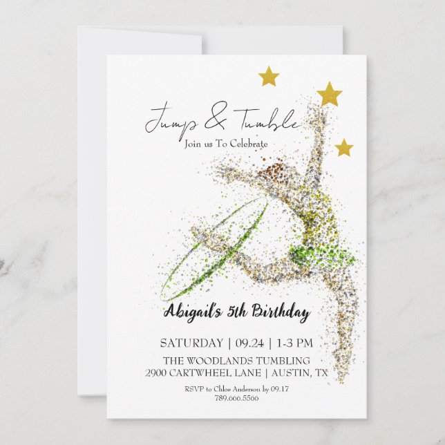  Elegant Girl Gymnastic Birthday invitation (Front)
