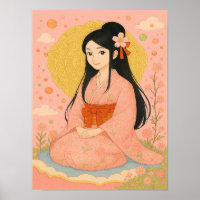 Elegant Girl in Kimono – Japanese Style Wall Art