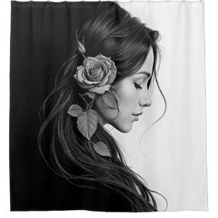 Elegant girl with flower in hair modern fine art