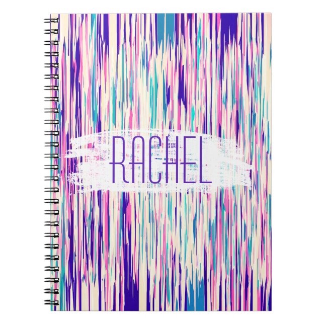Elegant Girly Abstract Brushstrokes Monogram Notebook (Front)