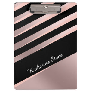 Elegant girly abstract rose gold, black & pink clipboard