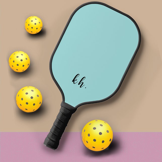 Elegant Girly Blue Monogram Initials Pickleball Paddle (Creator Uploaded)