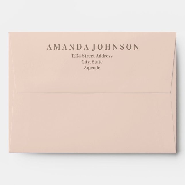 Elegant Girly Blush Pink mailing Return Address Envelope (Back (Top Flap))