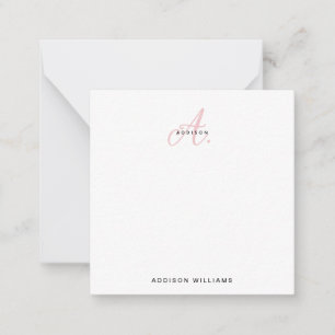 Elegant Girly Blush Pink Script Monogram Card