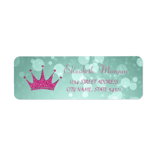 Elegant Girly  Bokeh,Glittery Tiara  Address Label (Front)