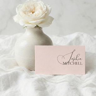 Elegant Girly Calligraphy Minimal Blush Pink Business Card
