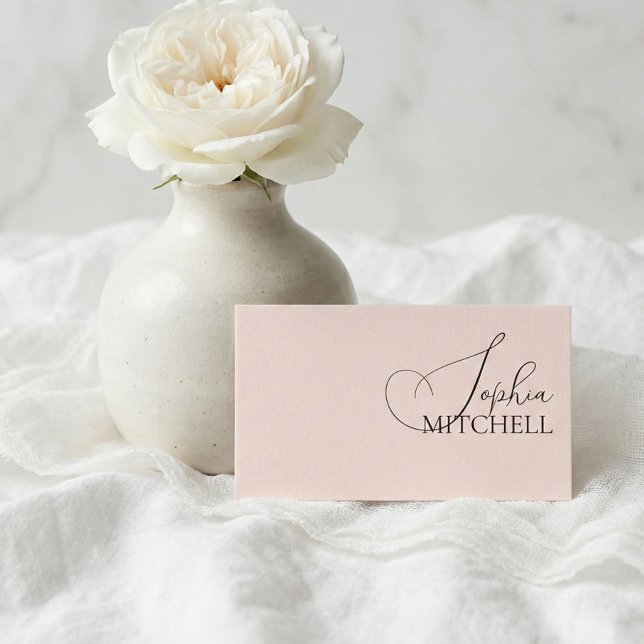 Elegant Girly Calligraphy Minimal Blush Pink Business Card (Creator Uploaded)