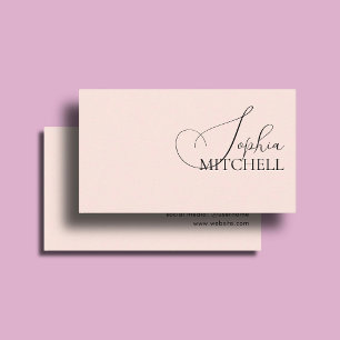 Elegant Girly Calligraphy Minimal Blush Pink Business Card