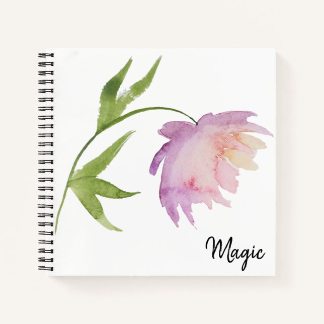 *~* Elegant Girly Chic Feminine Watercolor Peony Notebook (Front)