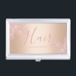 Elegant girly copper rose gold glitter palm hair business card holder<br><div class="desc">Trendy and stylish faux copper & rose gold glitter palms.</div>