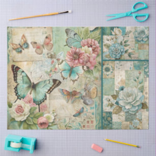 Elegant Girly Cottagecore Floral Collage Tissue Paper