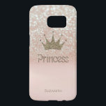 Elegant Girly Crown Princess, Glitter Bokeh Samsung Galaxy S7 Case<br><div class="desc">Crown and princess on glitter bokeh  background with your name.</div>