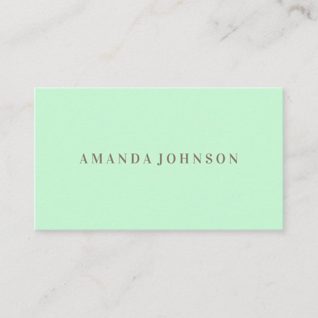 Elegant Girly Day Spa and Salon Mint Green Business Card (Front)