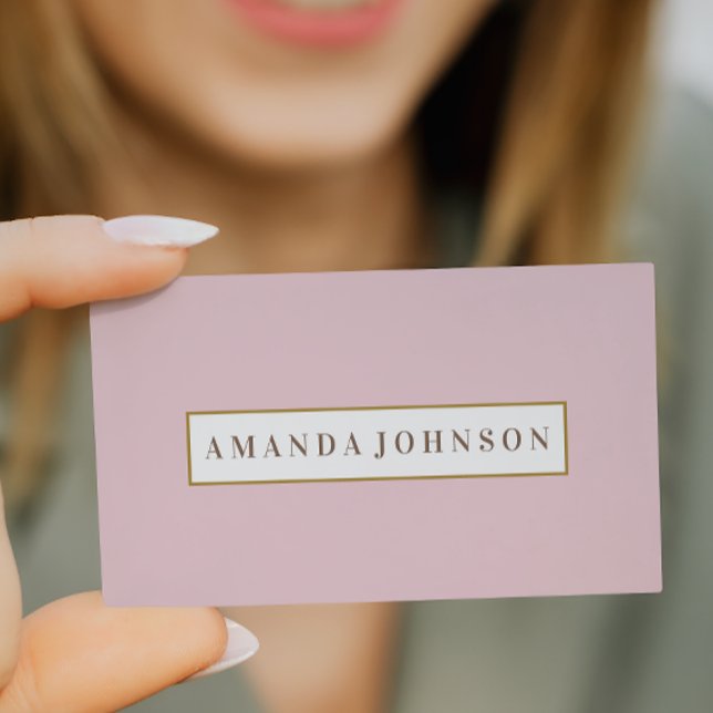Elegant Girly Day Spa Salon Dusty pink gold border Business Card (Creator Uploaded)