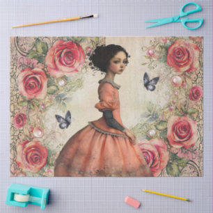 Elegant Girly Ephemera Cottagecore Floral Collage Tissue Paper
