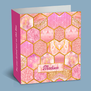 Elegant girly faux Glitter rose gold geometric Binder