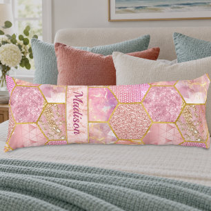 Elegant girly faux Glitter rose gold geometric Body Pillow