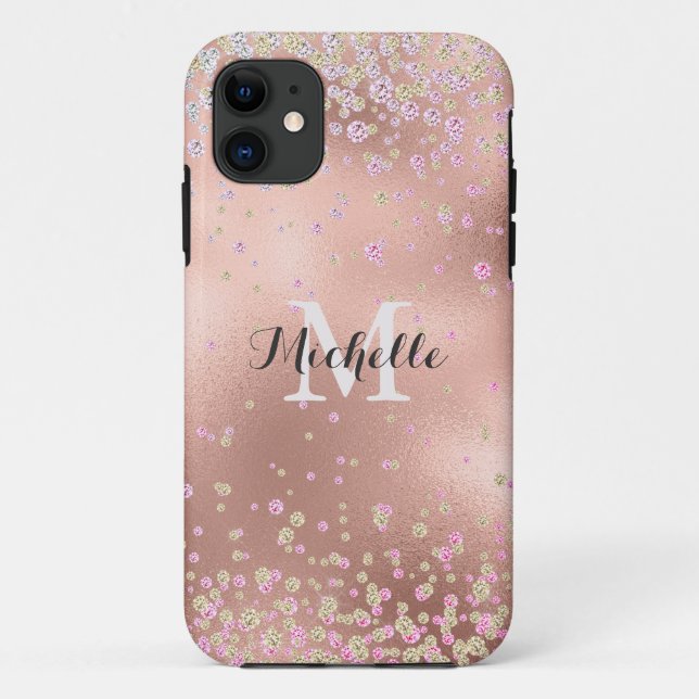 Elegant Girly  Faux Rose Gold Foil Personalized Case-Mate iPhone Case (Back)