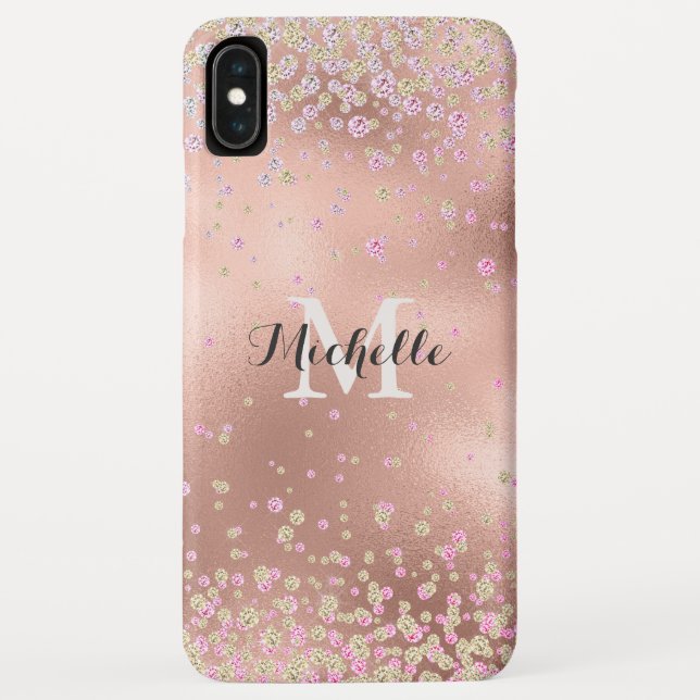Elegant Girly  Faux Rose Gold Foil Personalized Case-Mate iPhone Case (Back)