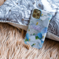 Elegant Girly Floral Blue Custom Personalized 
