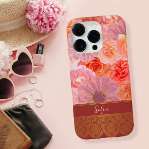 Elegant Girly Floral Oriental Custom Name iPhone 16 Pro Case