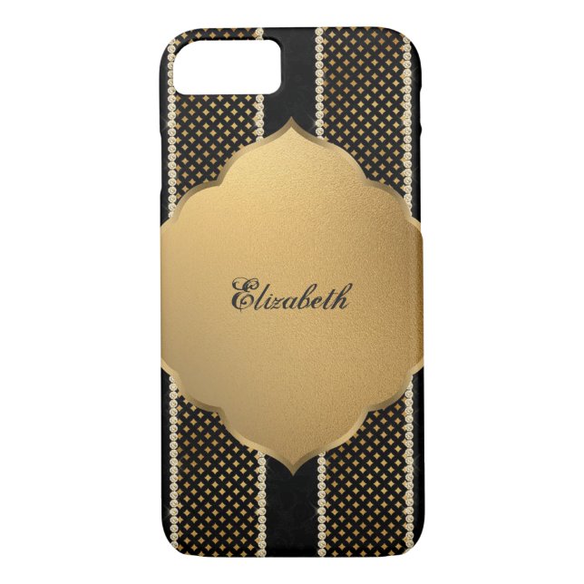 Elegant Girly Gold Diamonds -Personalized Case-Mate iPhone Case (Back)