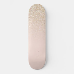 Elegant Girly Gold Rose Pink Glitter Ombre Skateboard