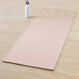 Elegant Girly Gold Rose Pink Glitter Ombre Yoga Mat