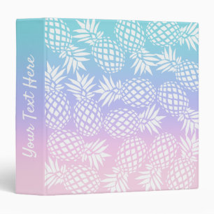 Elegant Girly Gradient Pineapple Pattern Colourful Binder