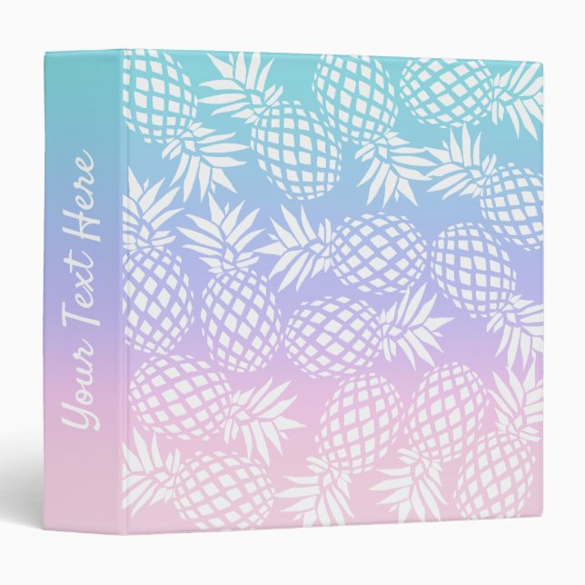 Elegant Girly Gradient Pineapple Pattern Colourful Binder (Front/Spine)