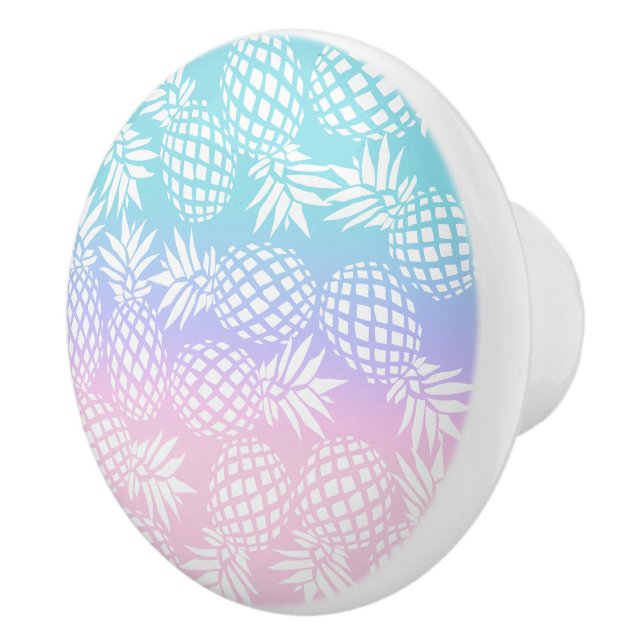 Elegant Girly Gradient Pineapple Pattern Colourful Ceramic Knob (Right)